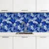 Palmblad - Patroon - Blauw keuken achterwand 2 middel 871 -3d