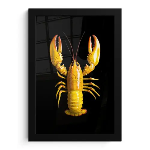 Kreeft - Geel - Stippen - Effen fotolijst zwart zonder passe partout klein -3d