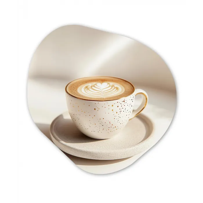 Cappuccino - Schuim - Schotel - Beige Wandcirkel Organisch Aluminium middel -3d