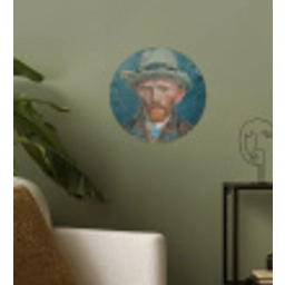 Zelfportret 1887 - Schilderij van Vincent van Gogh Wandcirkel behangsticker klein -sfeer2