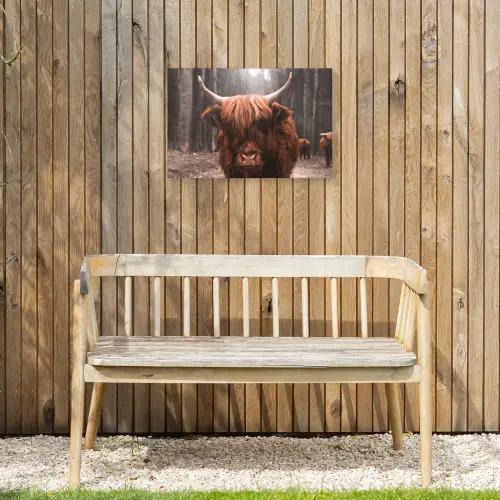 Hooglander in het Bos Tuinposter op houten frame 2 cm dik klein -sfeer4