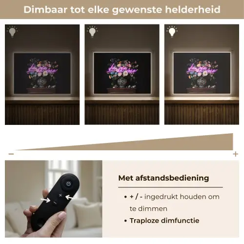 Neon - Vaas - Bloemen Light Box met batterij (Wandlamp) middel -USP_dimbaarNL