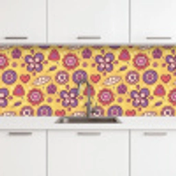 Patroon - Bloemen - Paars - Oranje keuken achterwand 2 middel 871 -3d