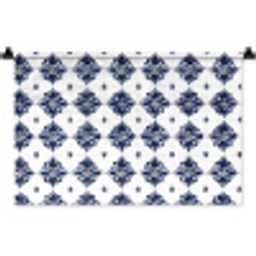 Tegelmotief - Blauw - Wit - Bloem Wandkleed katoen klein 269 -zz3d