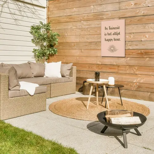 Tuin - Roze - Quote - Zon Tuinposter op houten frame 2 cm dik klein -sfeer2