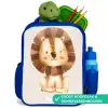 Leeuw illustratie met beige achtergrond Kinderrugzak - Blauw middel -inhoud_NL