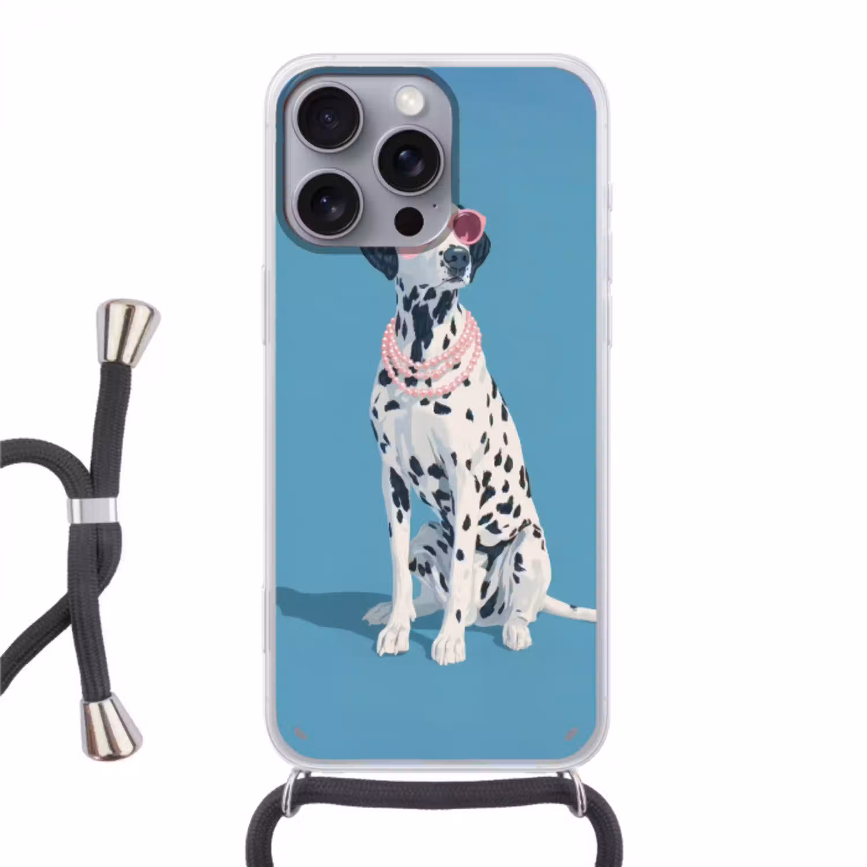Dalmatiër - Zonnebril - Blauw Hoesje iPhone 16 Pro Max met koord klein -3d