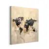 Wereldkaart - Goud - Zwart - Abstract aluminium wit klein -3d