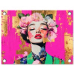 Bloemenkroon - Goud - Vrouw - Portret tuinposter los doek klein -3d