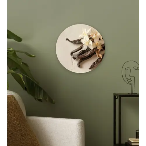 Vanille - Bloemen - Beige Wandcirkel kunststof plaat 5mm dik klein -sfeer3