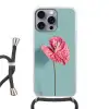 Blad - Anthurium - Stippen - Roze Hoesje iPhone 16 Pro Max met koord klein -3d