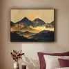 Gouden Bergen bij Maanlicht Textielframe zwart klein -sfeer1