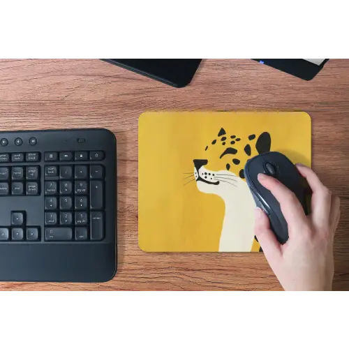 Cheetah - Illustratie - Geel muismat rubber klein -toetsenbord