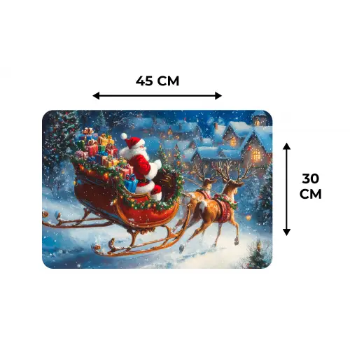 Kerstman - Rendier - Kerst - Sneeuw Placemat vinyl groot -specs