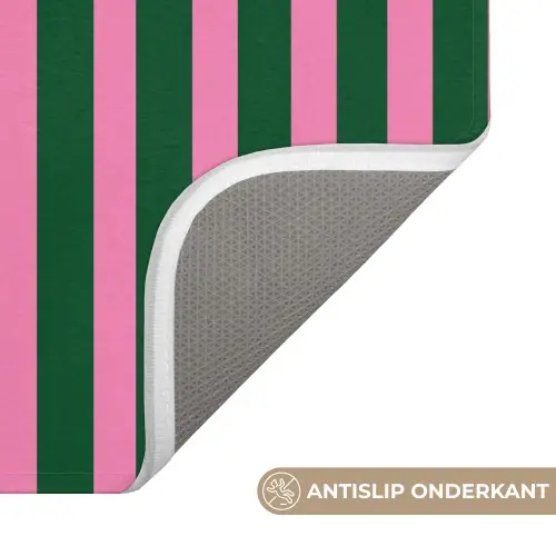 Verticale strepen - Groen - Roze WCmat klein 1009 -USP_AntislipNL