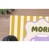 More coffee - Geel - Paars - Strepen - Mok muismat rubber klein -closeup