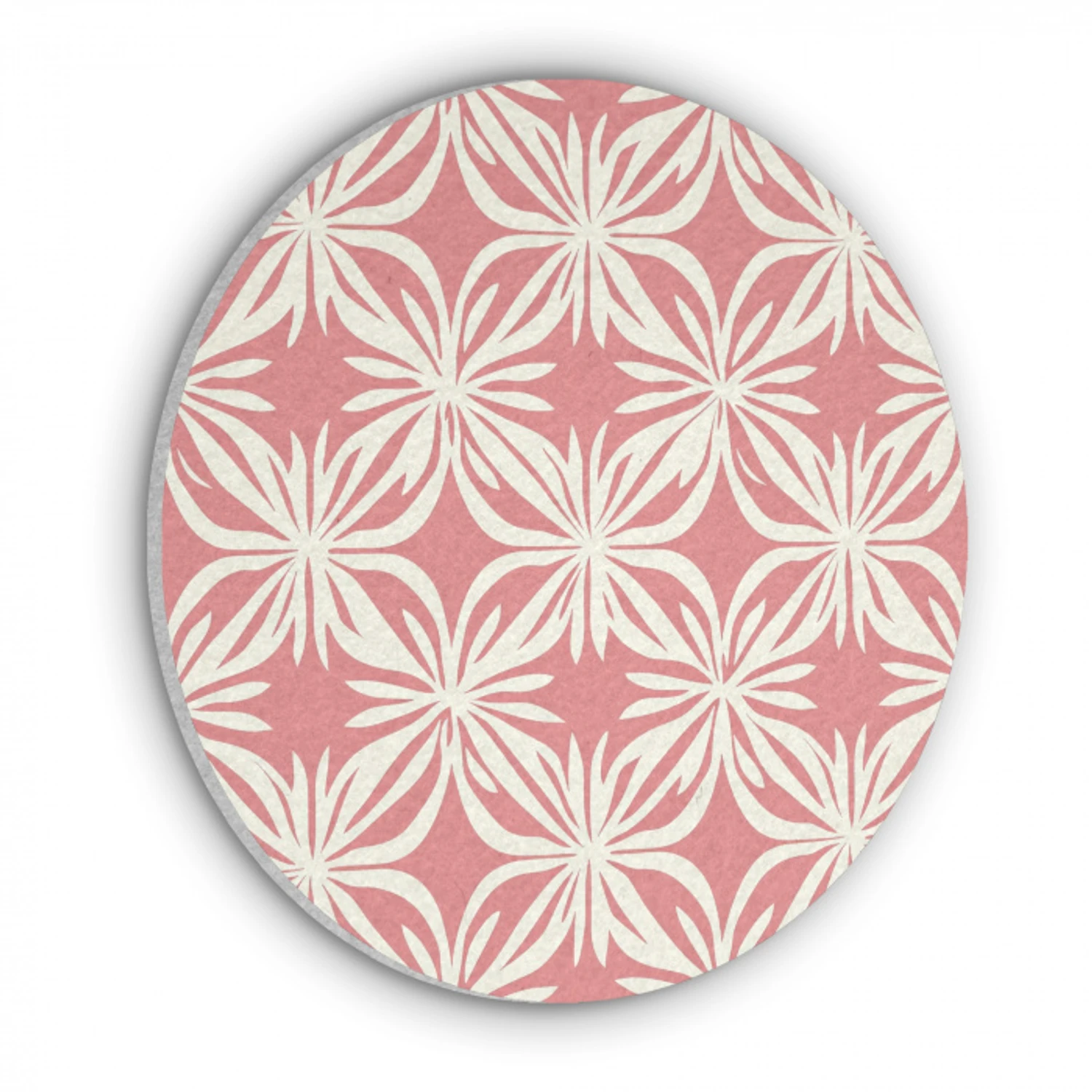 Roze - Bloemenmotief - Wit - Modern Akoestische PET Vilt - Rond klein 838 -3d