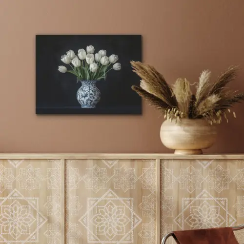 Wit - Bloemen - Tulpen - Vaas PET vilt klein -sfeer4