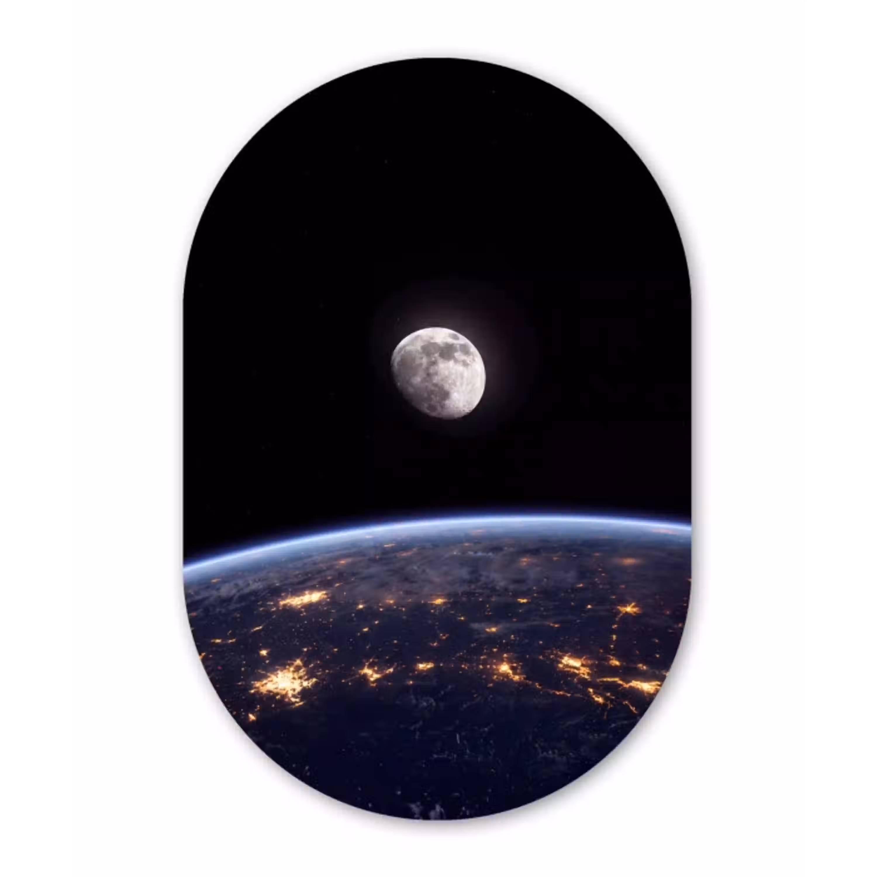 Aarde - Nacht - Ruimte Wandcirkel Ovaal Aluminium middel -3d