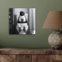Pinguïn - Telefoon - Toilet - Zwart - Wit aluminium wit klein -sfeer2