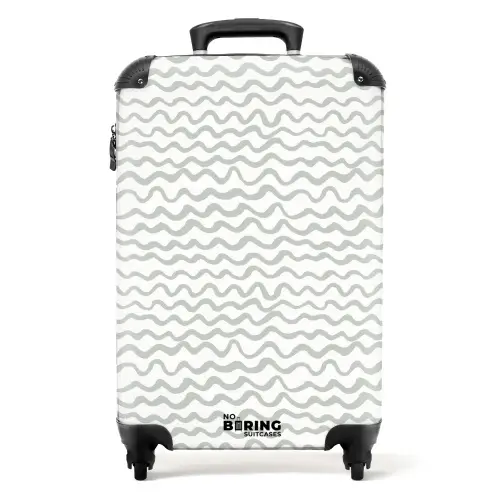 Grijze golflijnen op wit NBS - Handbagage koffer - Volwassenen Unisex middel -productfoto_recht