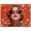 Vrouw - Kleurrijk - Dierenprint - Bloemen tuinposter los doek klein -3d