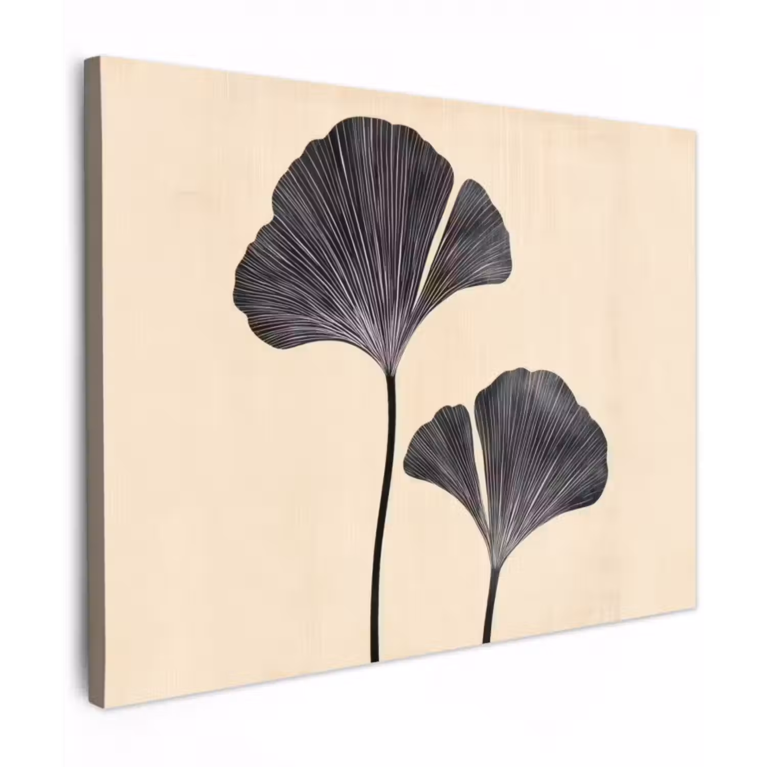 Leinwandbild - Blätter - Minimalistisch - Schwarz