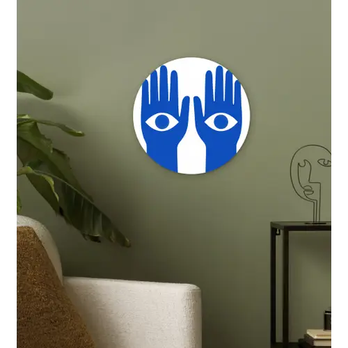 Handen - Twee - Ogen - Blauw Wandcirkel plexiglas klein -sfeer3