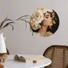 Abstract - Vrouw - Bloemen - Wit Wandcirkel behangsticker klein -sfeer3