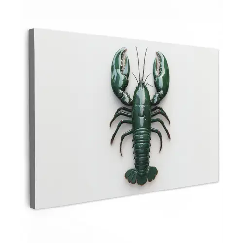Kreeft - Glossier - Groen - Wit Tuinposter op houten frame 2 cm dik klein -3d