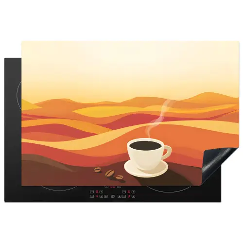 Koffie - Landschap - Oranje - Koffiebonen Inductie beschermer vinyl 3mm klein -3d