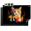 Kat - Eten - Patat - Graffiti - Abstract Inductie beschemer met haakjes klein -3d
