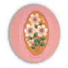 Illustratie - Bloemen - Rand - Roze Akoestische PET Vilt - Rond klein -3d