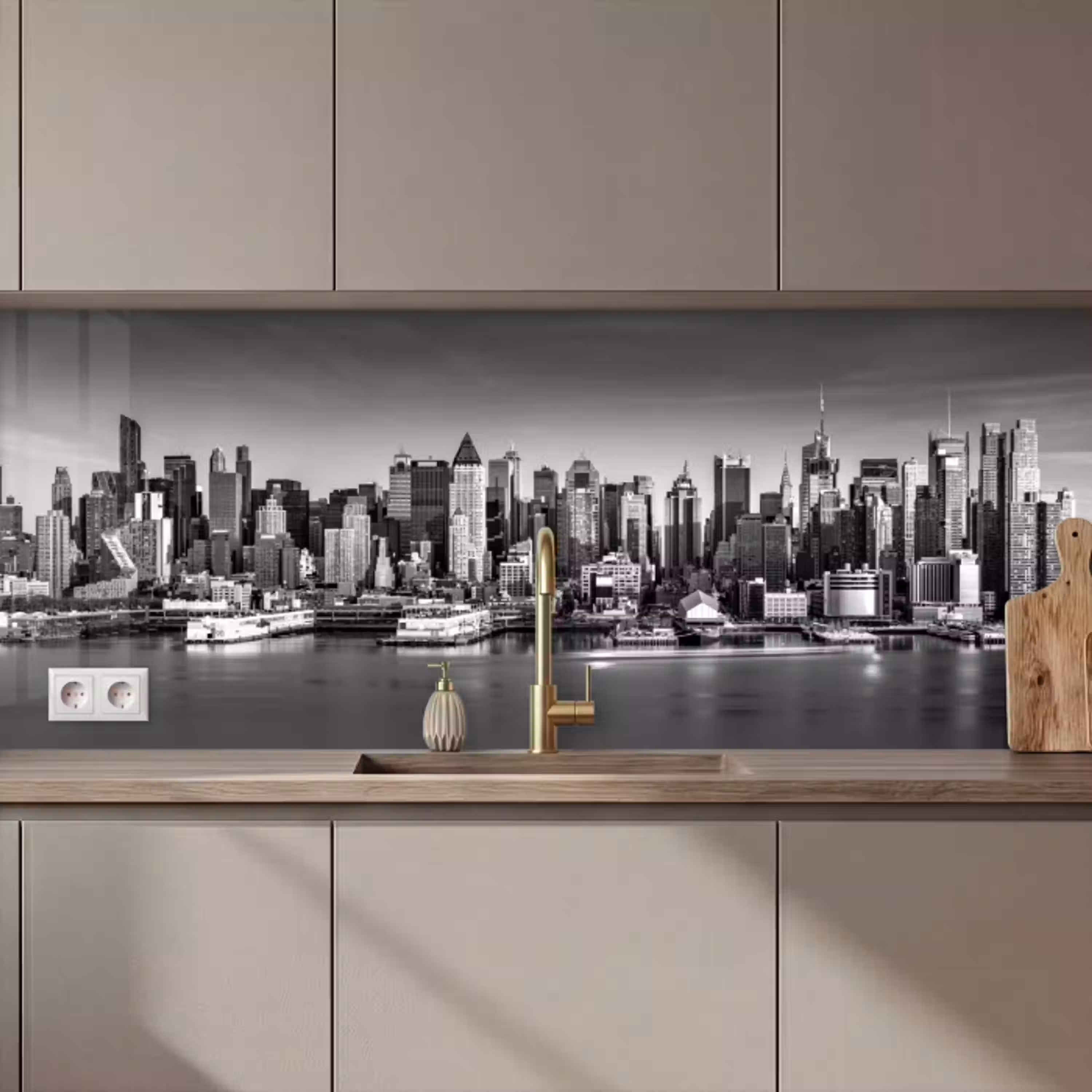 Skyline - Stad - Wolkenkrabbers - Zwart - Wit keuken achterwand 2 middel zz_3dshopping