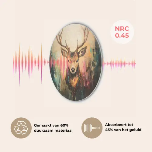 Hert - Geverfd - Gewei - Bruin Akoestische PET Vilt - Rond klein -USP_NL