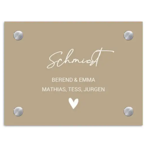 Zandkleur - Sierlijk Naambord Rechthoek middel -3d