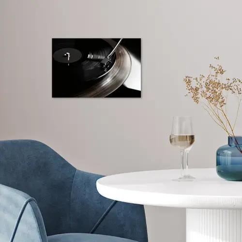 Close-up - Vinylplaat - Platenspeler - Zwart poster papier klein -sfeer3