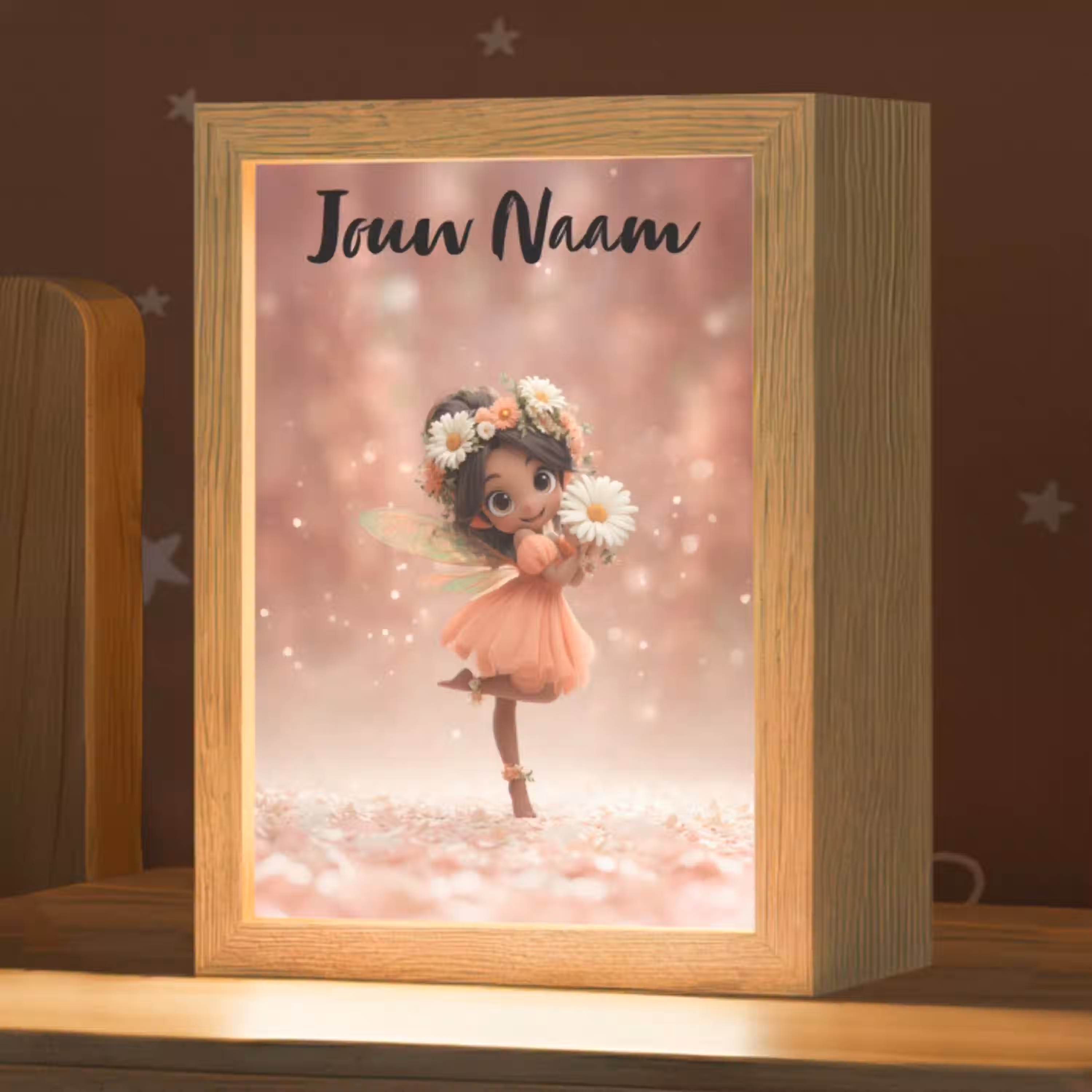 Bloemenfee - Roze - Meisje Light Box met kabel (Kinderlampje) klein -zzz_3d_website