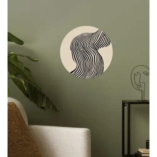 Golvend - Lijnen - Abstract - Silhouet Wandcirkel behangsticker klein -sfeer2