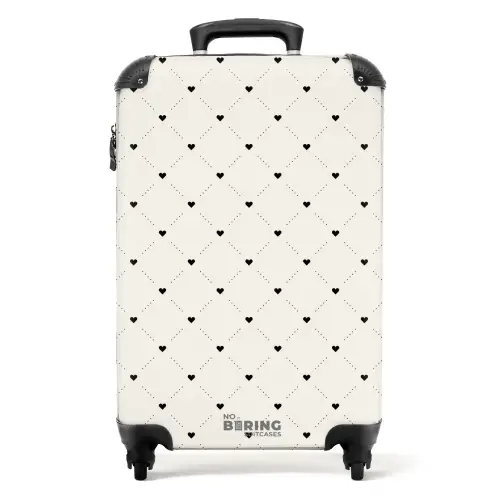 Valentijn stippen met hartjes patroon zwart NBS - Handbagage koffer - Kinderen Unisex middel -productfoto_recht