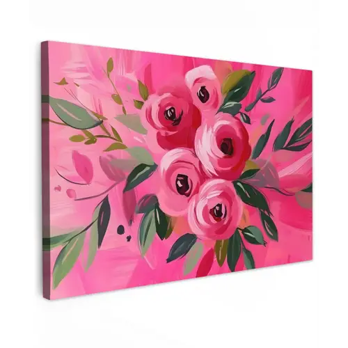 Bloemen - Verf - Roze canvas 2cm klein -z3d