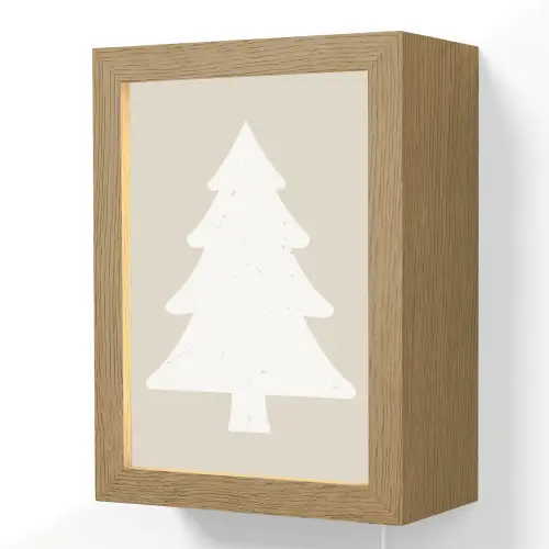 Japandi - Kerstboom - Beige - Kerstversiering Light Box met kabel (Wandlamp) klein -3d