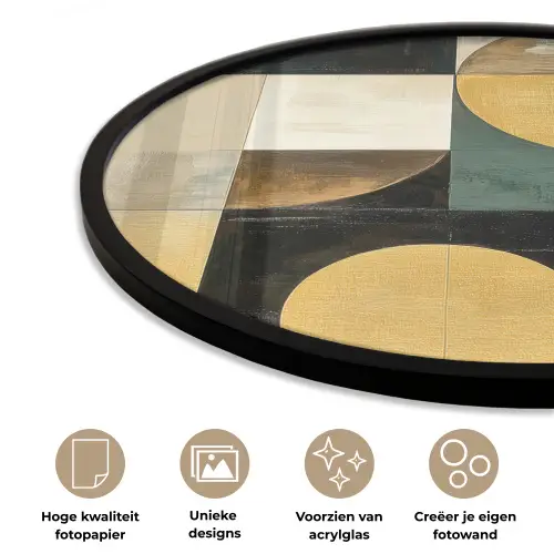 Abstract - Goud - Brons - Vormen - Geometrisch Fotolijst rond zonder passe partout klein -closeup_NL