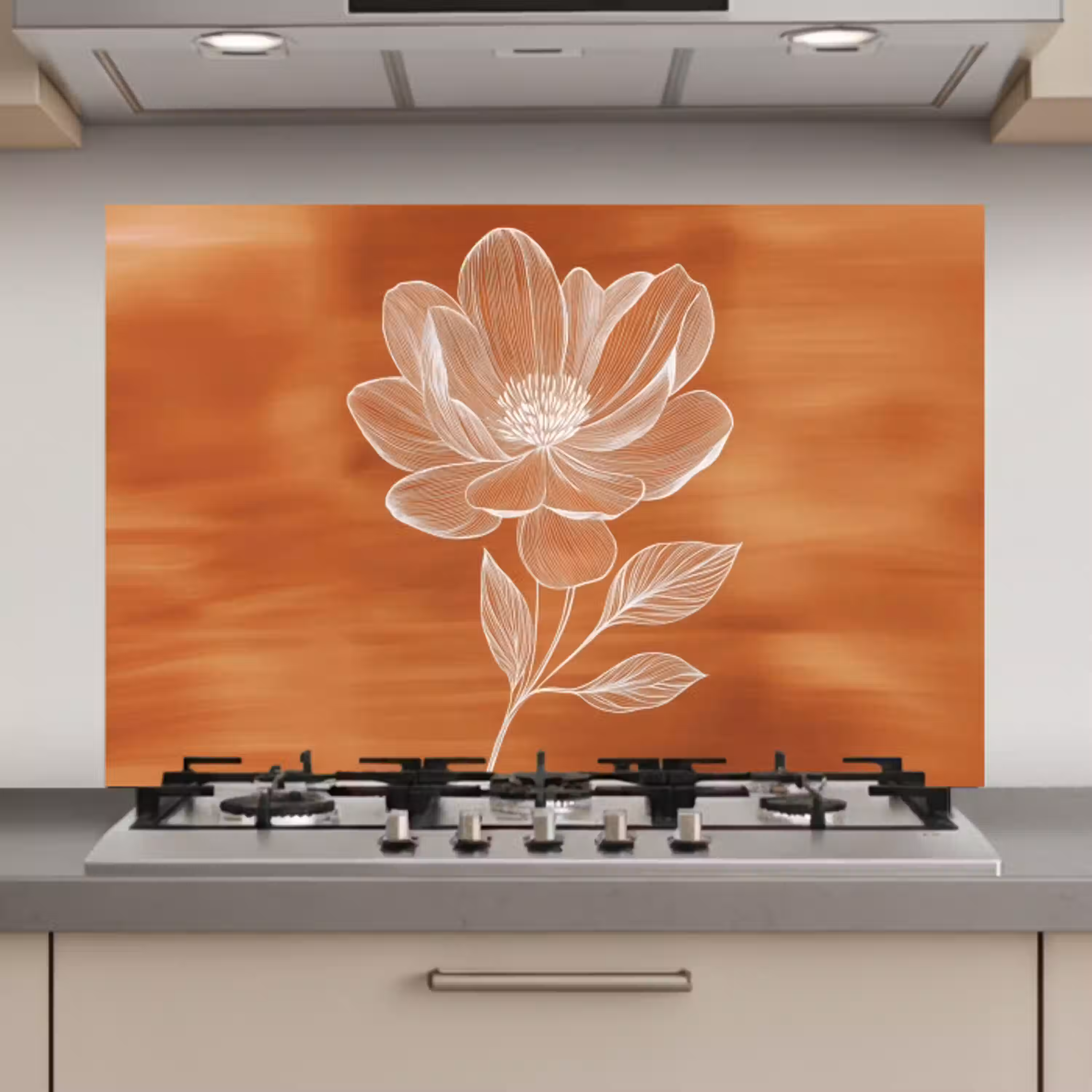 Bloem - Minimalistisch - Wit keuken achterwand spatscherm klein -3d_website
