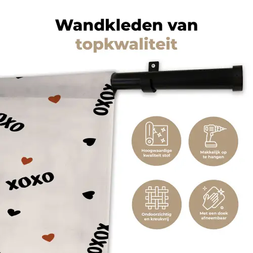 Beige - Hartjes - Patroon Wandkleed katoen klein 269 -sfeer2