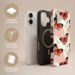 Vlinders - Retro - Kleurrijk Toughcase MagSafe Apple iPhone 17 klein 1017 -USP_Lagen_DE
