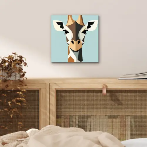 Giraffe - Illustratie - Bruin - Minimalistisch aluminium wit klein -sfeer3