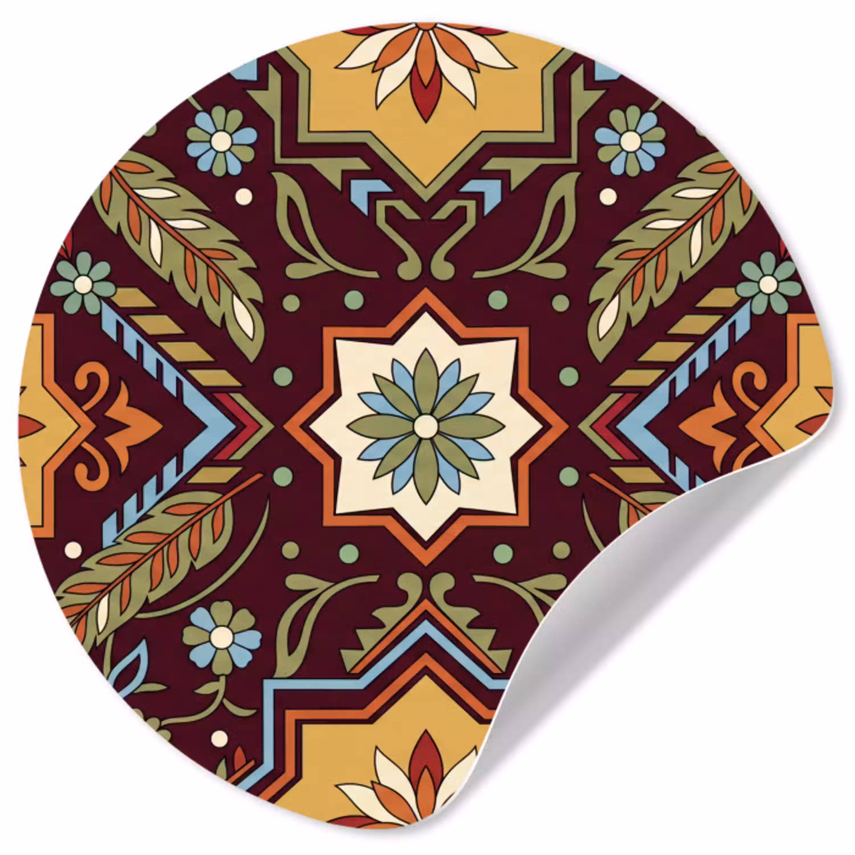 Patroon - Floraal - Geometrisch - Kleurrijk - Decoratie Wandcirkel behangsticker klein -3d