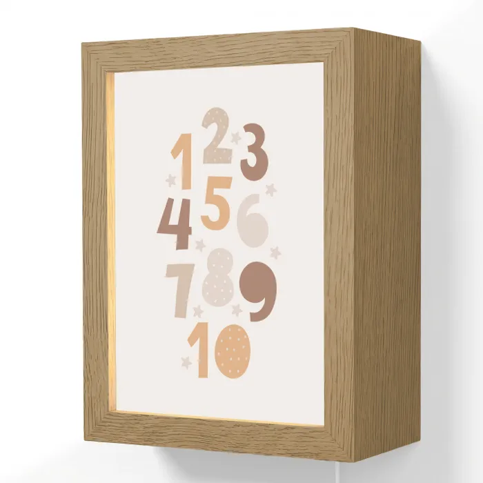 Getallen - Educatief - Leren tellen - Cijfers oefenen voor kinderen - Pastel kleuren Light Box met kabel (Wandlamp kind) klein -3d