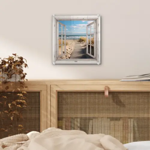 Raam - Zee - Kust - Natuur - Doorkijk - Strand - Waddenzee plexiglas 5mm klein -sfeer4